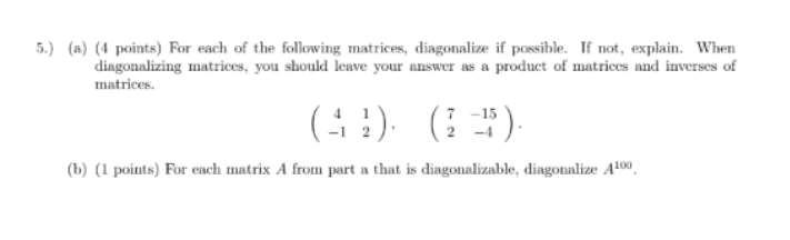 Solved 5.) (a) (4 points) For each of the following | Chegg.com