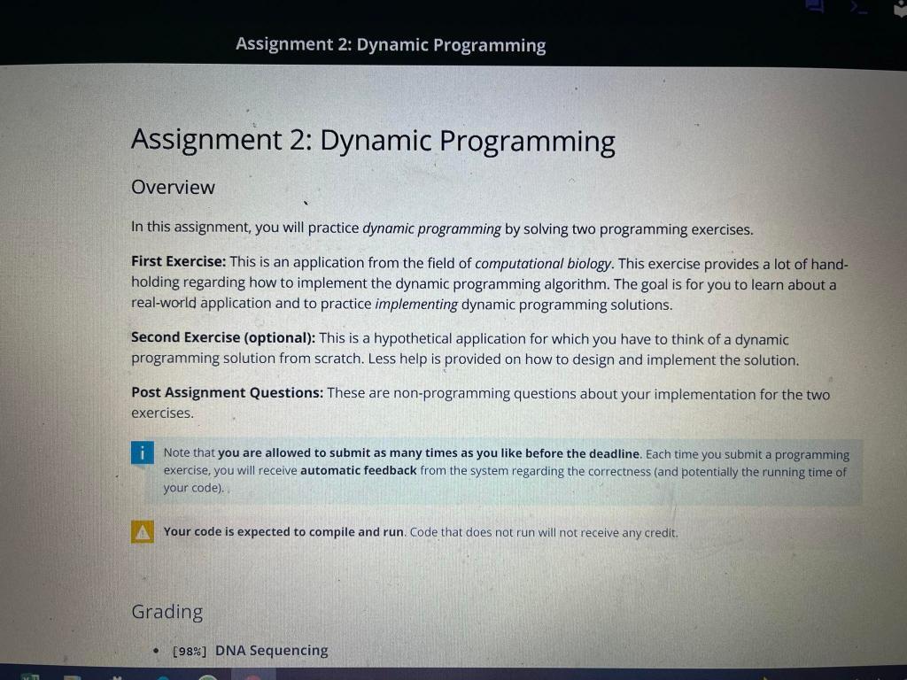 Solved Assignment 2: Dynamic Programming Assignment 2: | Chegg.com