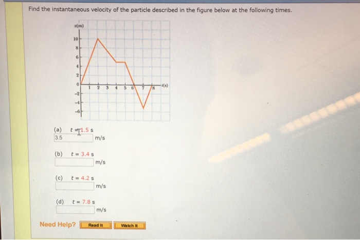 Solved: Find The Instantaneous Velocity Of The Particle De... | Chegg.com