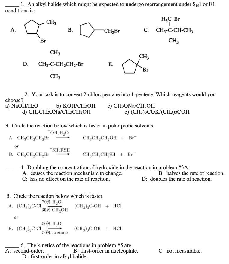 Solved _1. An alkyl halide which might be expected to | Chegg.com