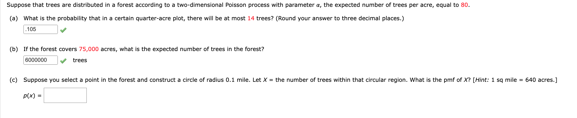 Solved Suppose that trees are distributed in a forest | Chegg.com