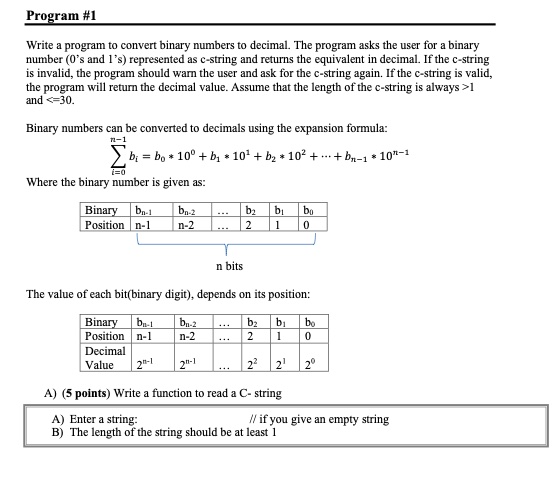 Solved Write a program to convert binary numbers to decimal. | Chegg.com