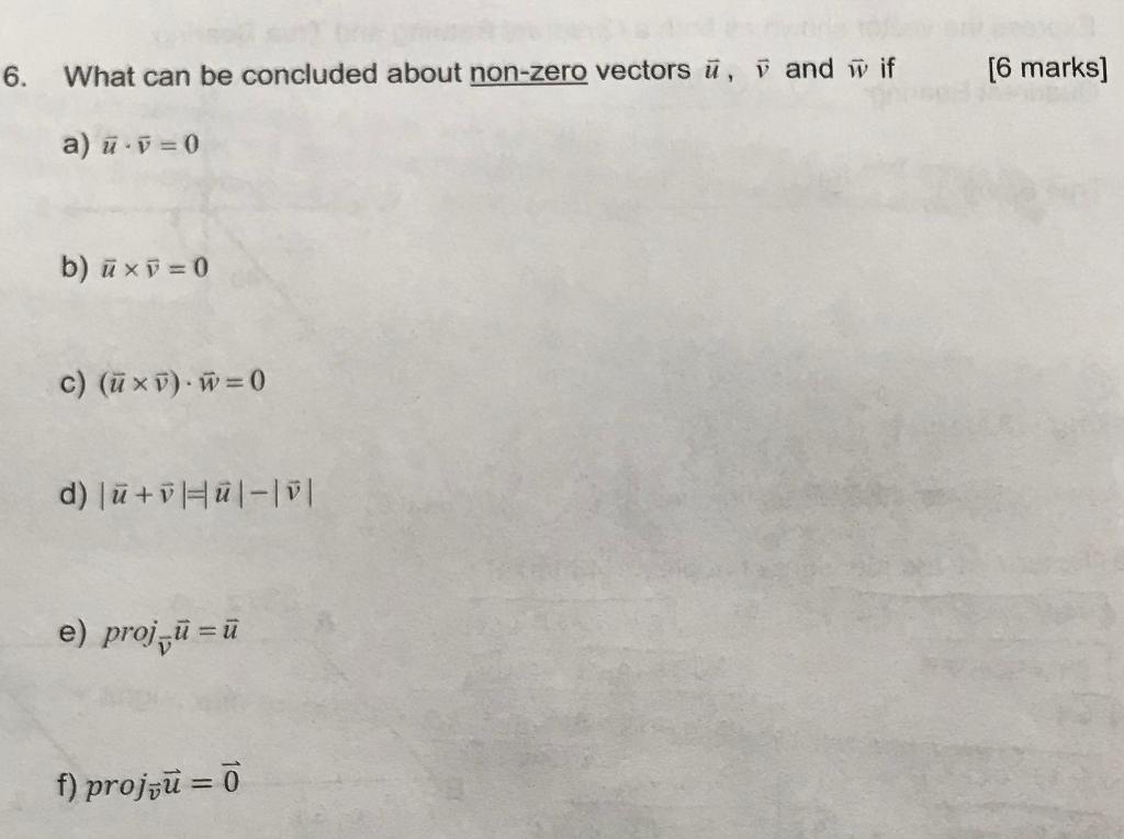 6 What Can Be Concluded About Non Zero Vectors U U Chegg Com