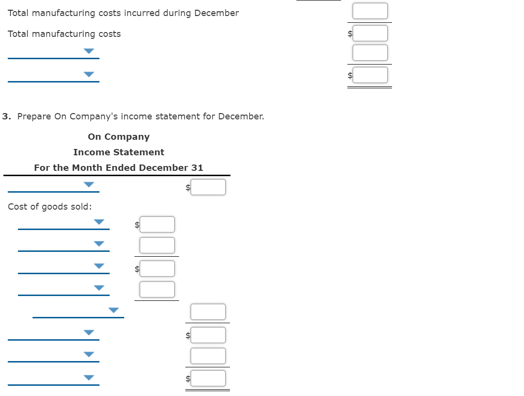 Solved Manufacturing Income Statement, Statement of Cost of | Chegg.com