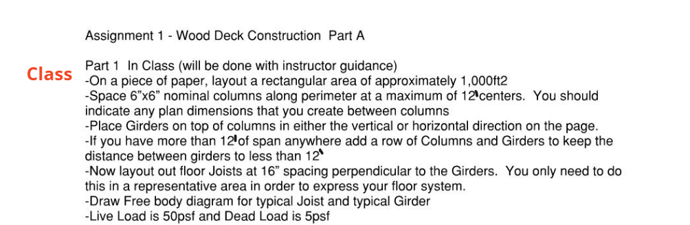 Solved Assignment 1 - Wood Deck Construction Part A Class | Chegg.com