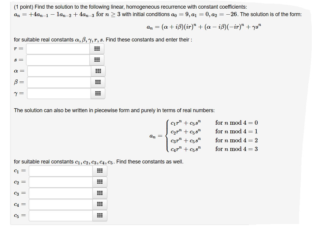Solved (1 point) Find the solution to the following linear, | Chegg.com