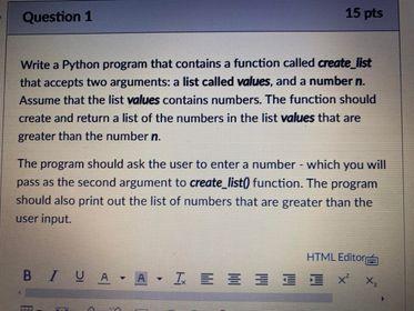 Solved Question 1 15 pts Write a Python program that | Chegg.com