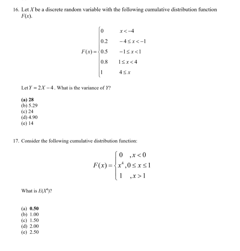 Solved 16. Let X be a discrete random variable with the | Chegg.com