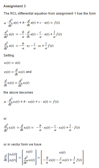 Solved The RCL differential equation from assignment 1 has | Chegg.com