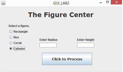 Solved Be able to: Create a GUI for a Java application using | Chegg.com
