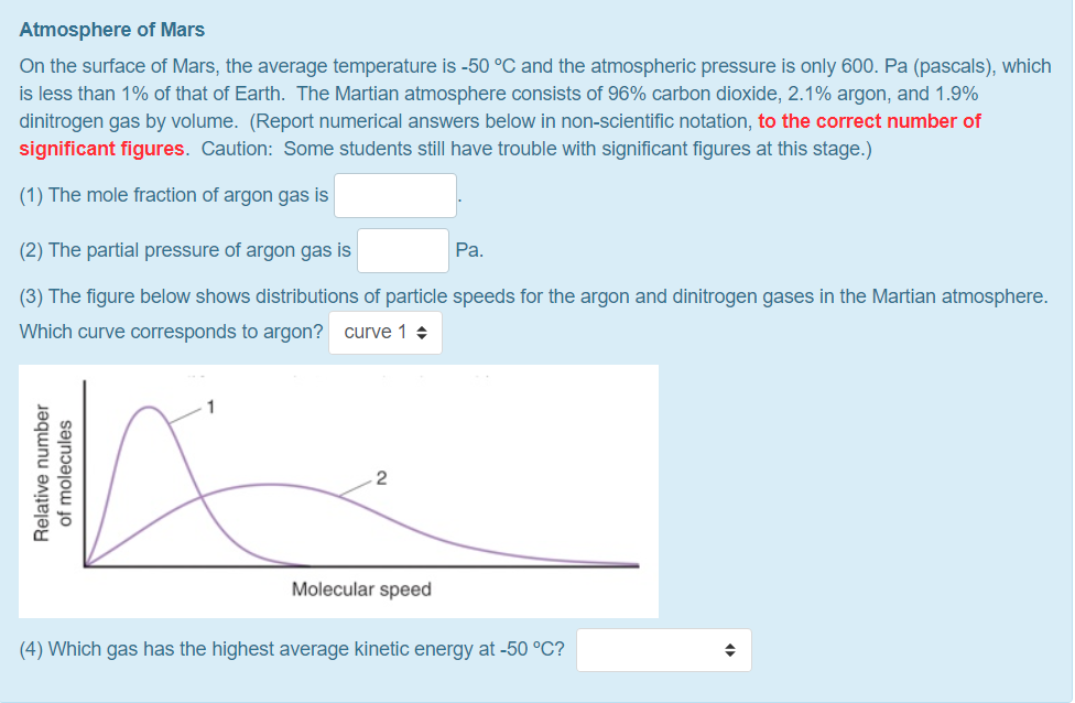 Solved Atmosphere of Mars On the surface of Mars, the