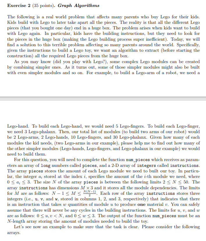Solved Exercise 2 (35 points). Graph Algorithms The | Chegg.com