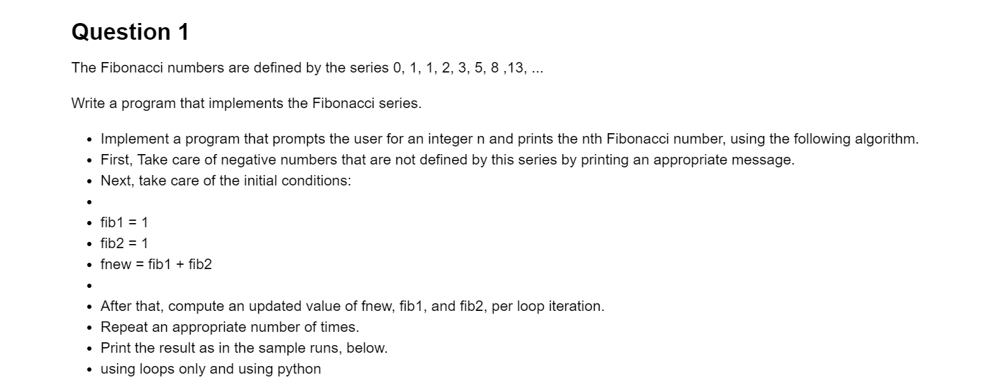 Solved The Fibonacci numbers are defined by the series | Chegg.com
