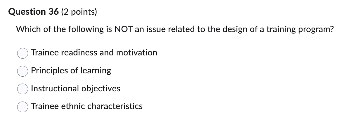 Solved Question 36 (2 ﻿points)Which of the following is NOT | Chegg.com