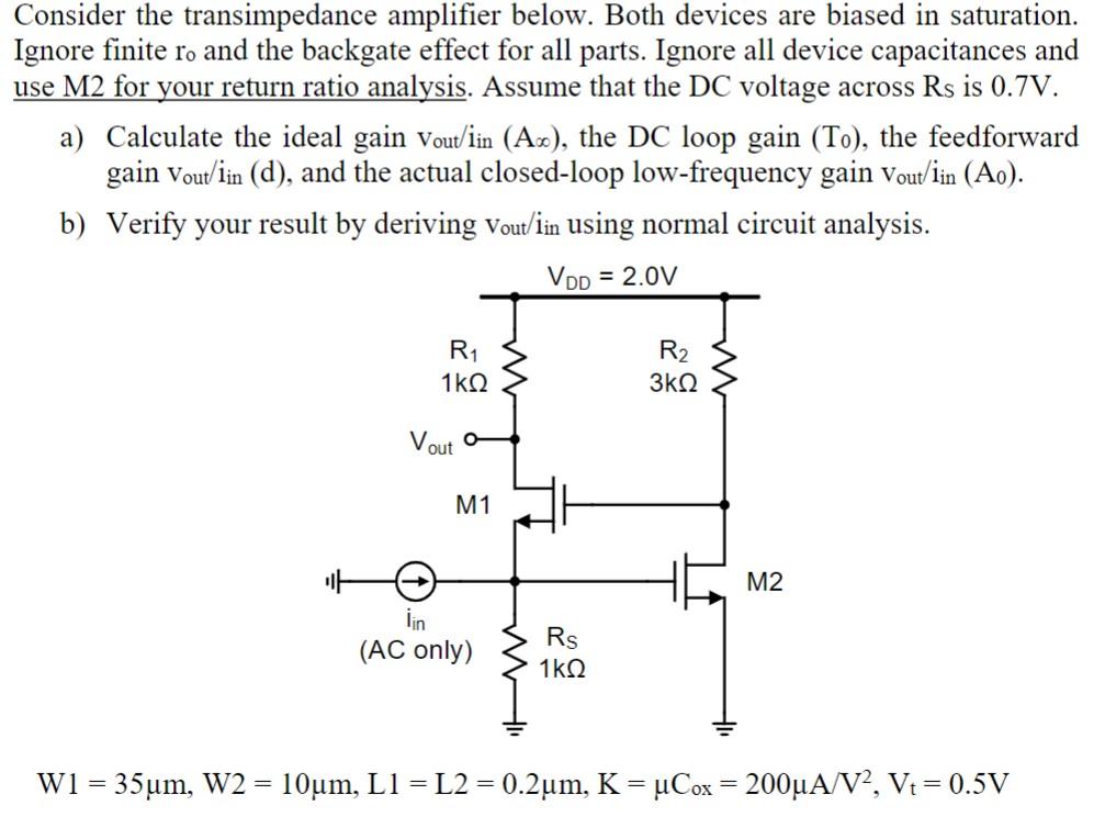 Solved Consider The Transimpedance Amplifier Below. Both | Chegg.com