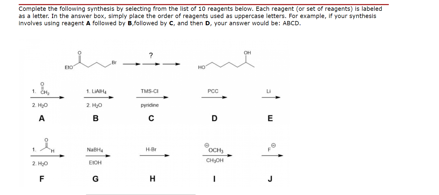 Solved Complete The Following Synthesis By Selecting From | Chegg.com