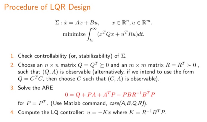 Solved (Control systems) the procedure of LQ design are | Chegg.com