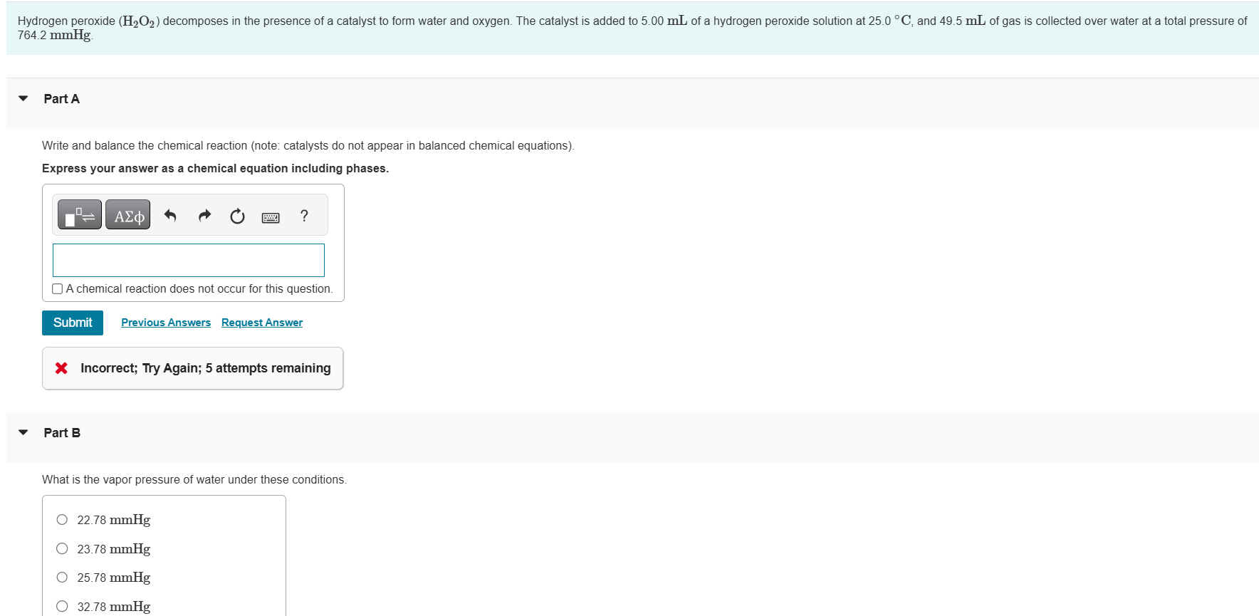 Solved Part CWhat is the partial pressure of oxygen | Chegg.com