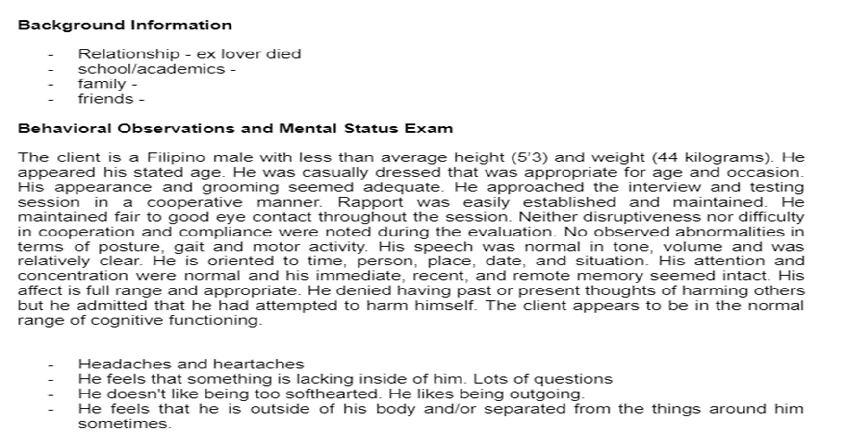 Identifying Information Name: Allen Pascual Age: 18 | Chegg.com