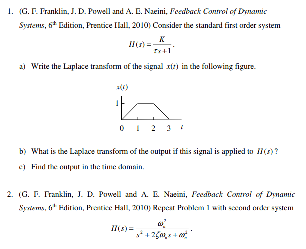 Solved 1 G F Franklin J D Powell And A E Naeini Chegg Com