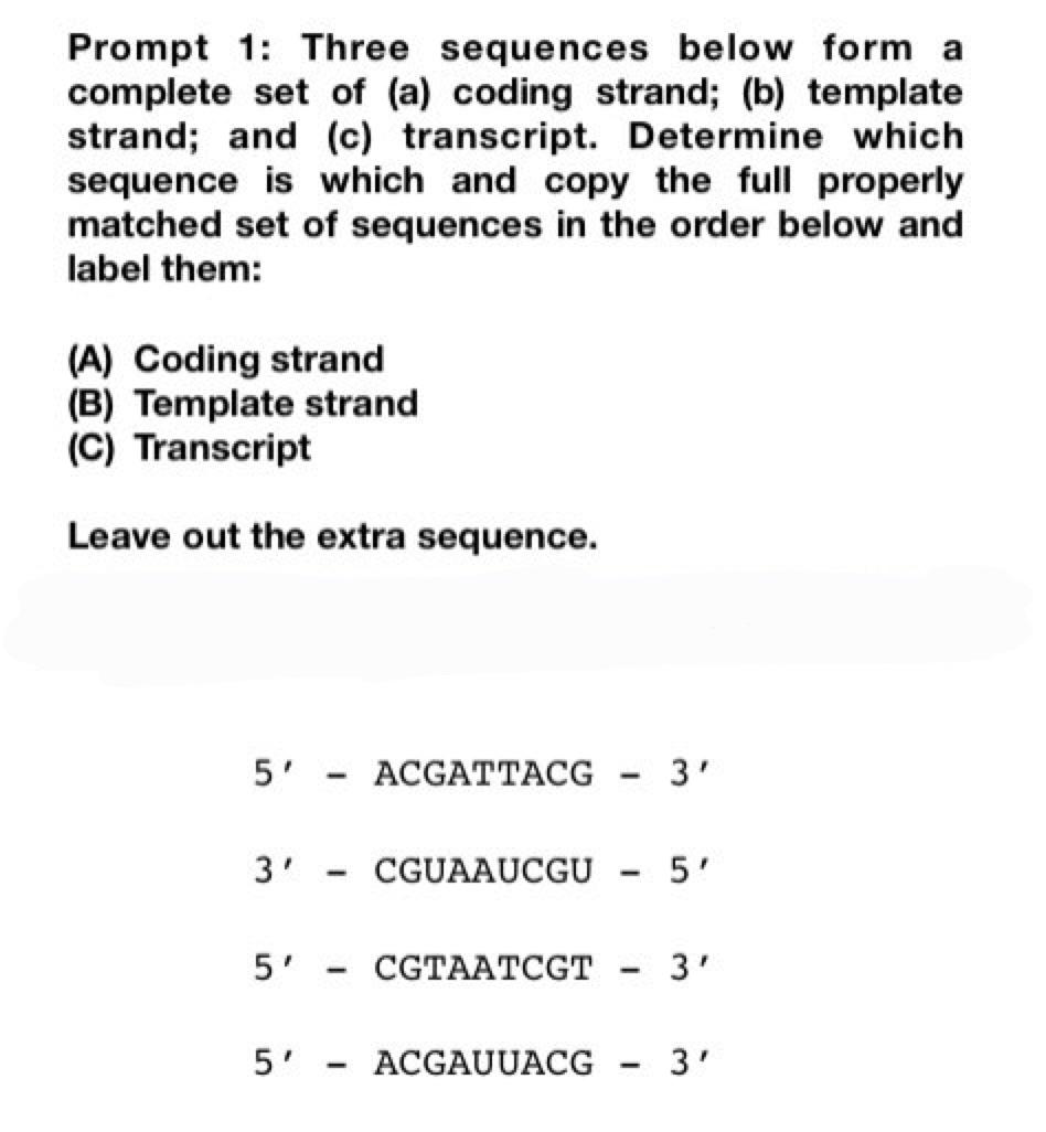 Solved Prompt 1: Three sequences below form a complete set | Chegg.com
