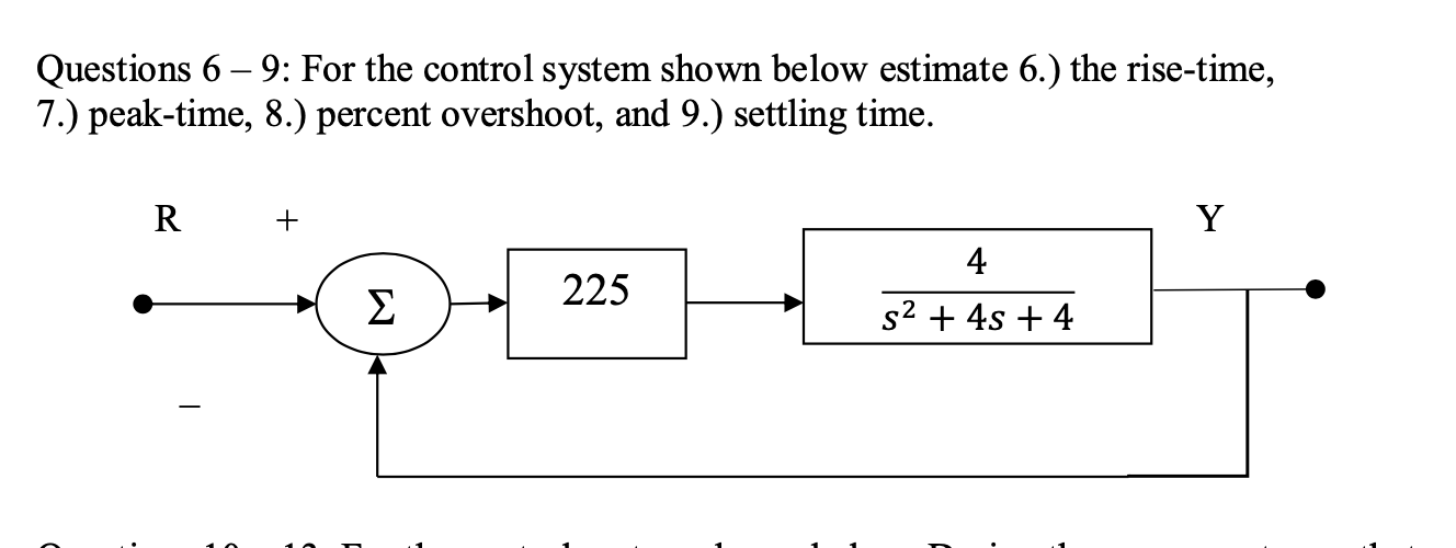 Solved Questions 6 - 9: For the control system shown below | Chegg.com