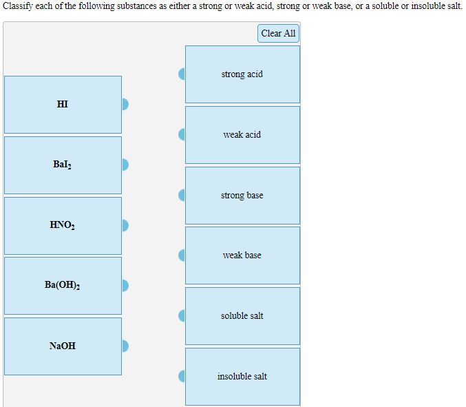 Solved Classify Each Of The Following Substances As Either A | Chegg.com