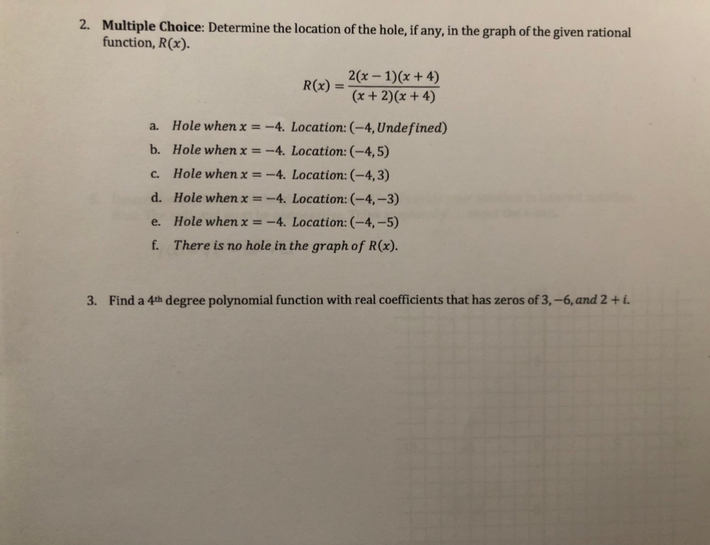 Solved Determine the location of the hole if any in the | Chegg.com