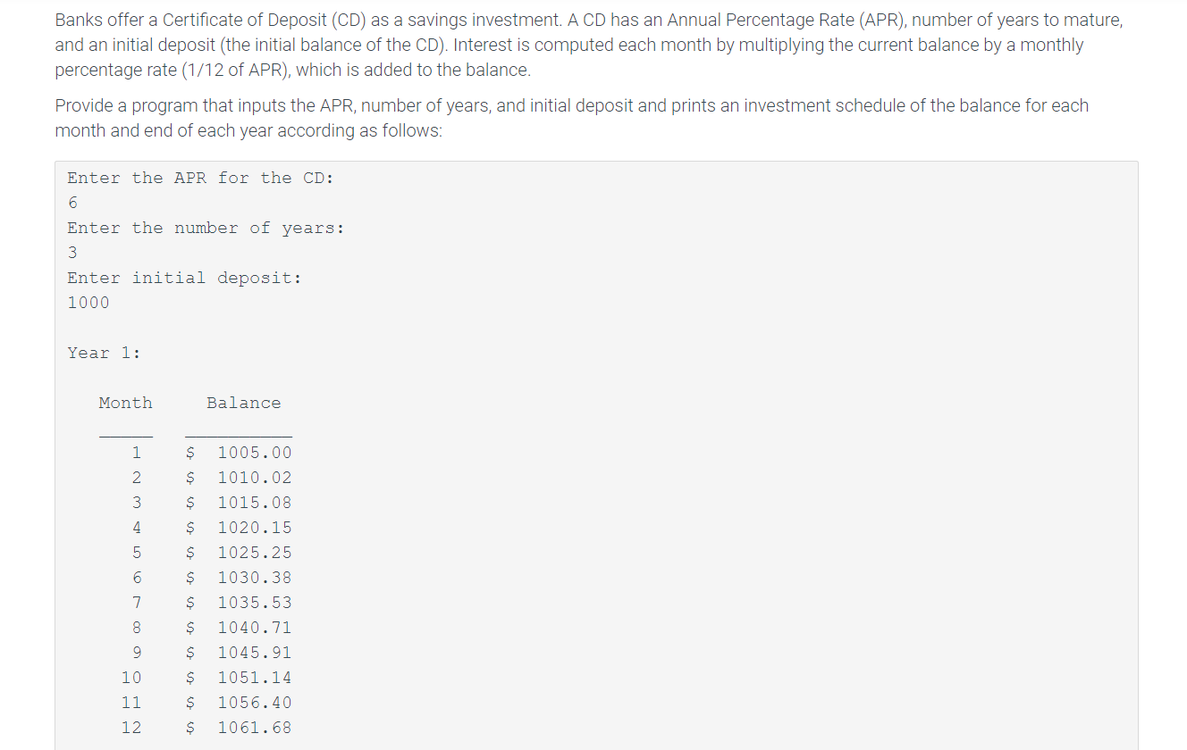 Solved Banks Offer A Certificate Of Deposit (CD) As A | Chegg.com