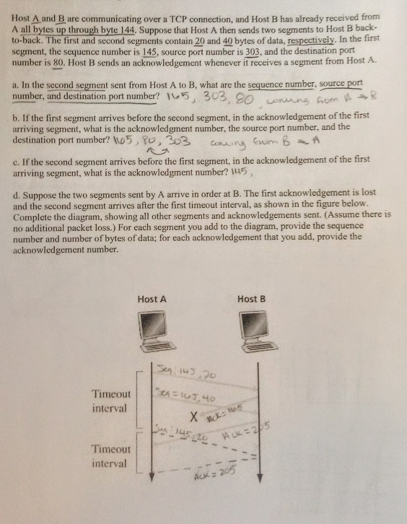 Solved Host A And B Are Communicating Over A TCP Connection, | Chegg.com