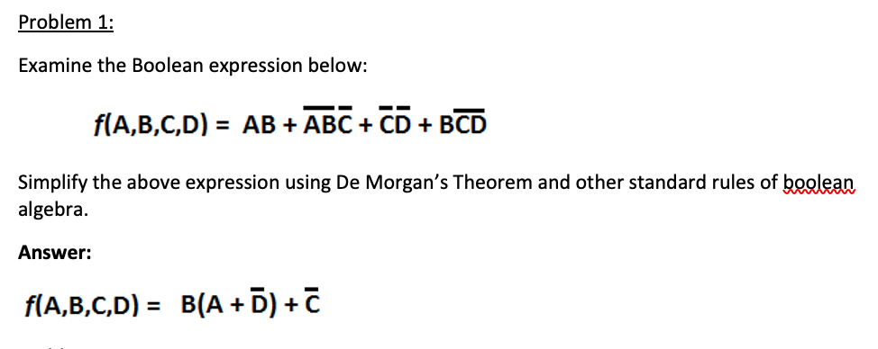 Solved Problem 1: Examine The Boolean Expression Below: | Chegg.com