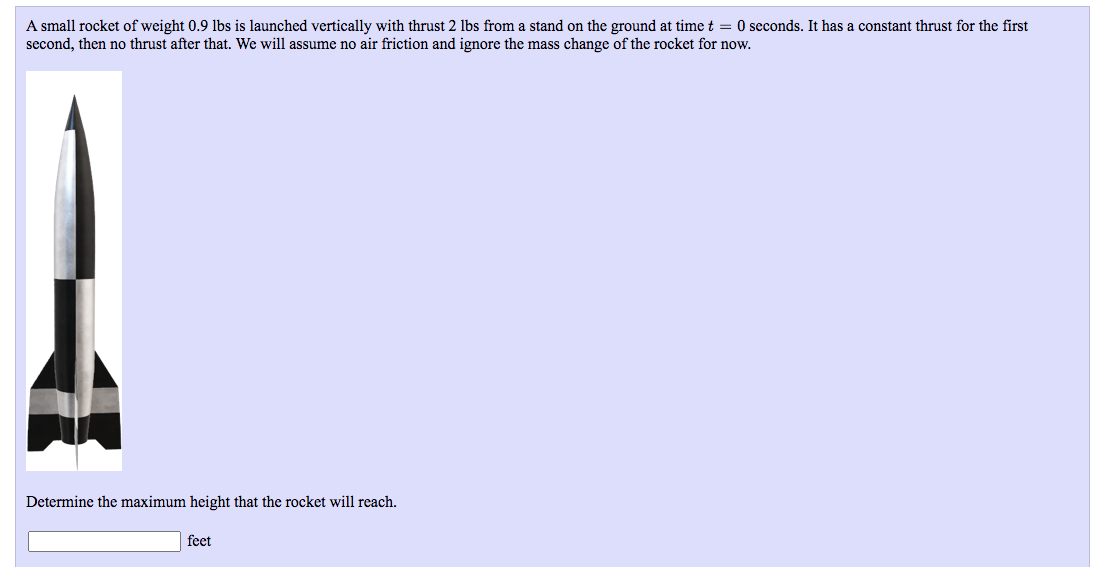 Solved A small rocket of weight 0.9 lbs is launched | Chegg.com