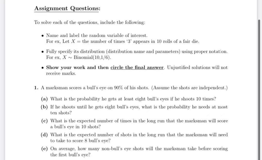 Solved Assignment Questions: To solve each of the questions, | Chegg.com
