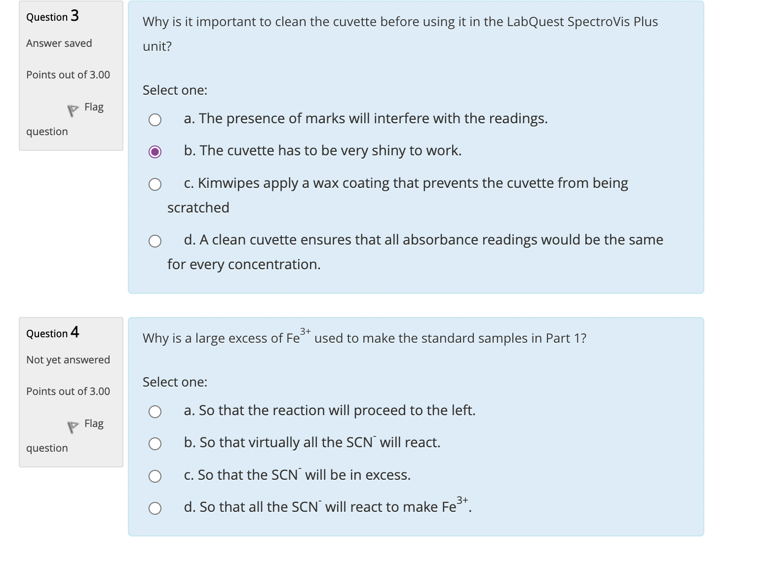 Solved Question 3 Why is it important to clean the cuvette