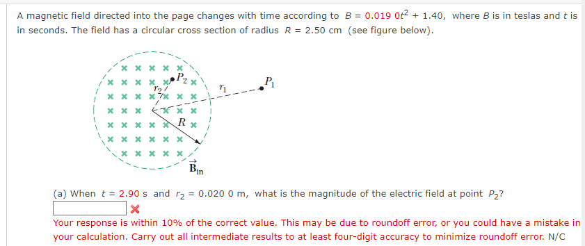 Solved A magnetic field directed into the page changes with | Chegg.com