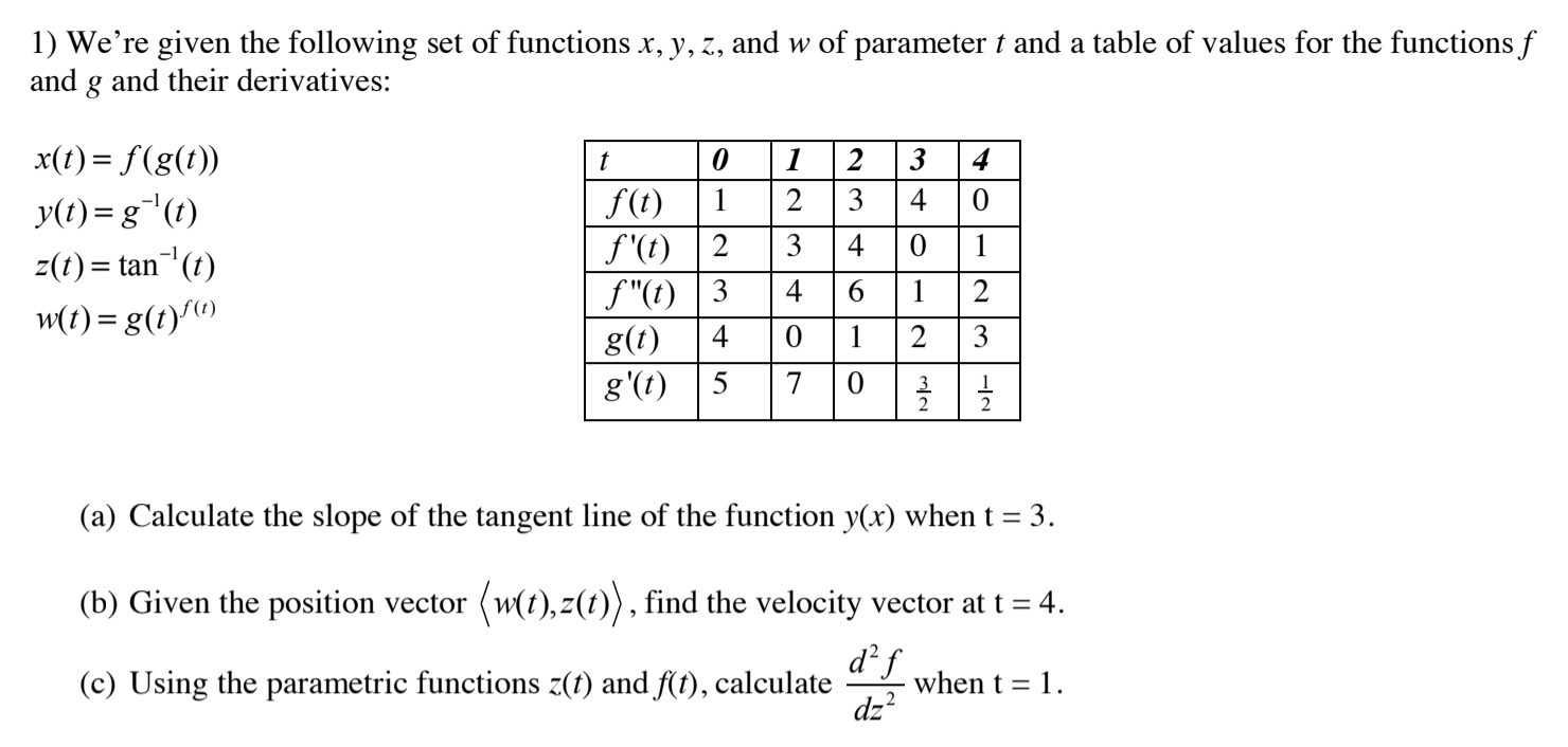 1 We Re Given The Following Set Of Functions X Y Chegg Com