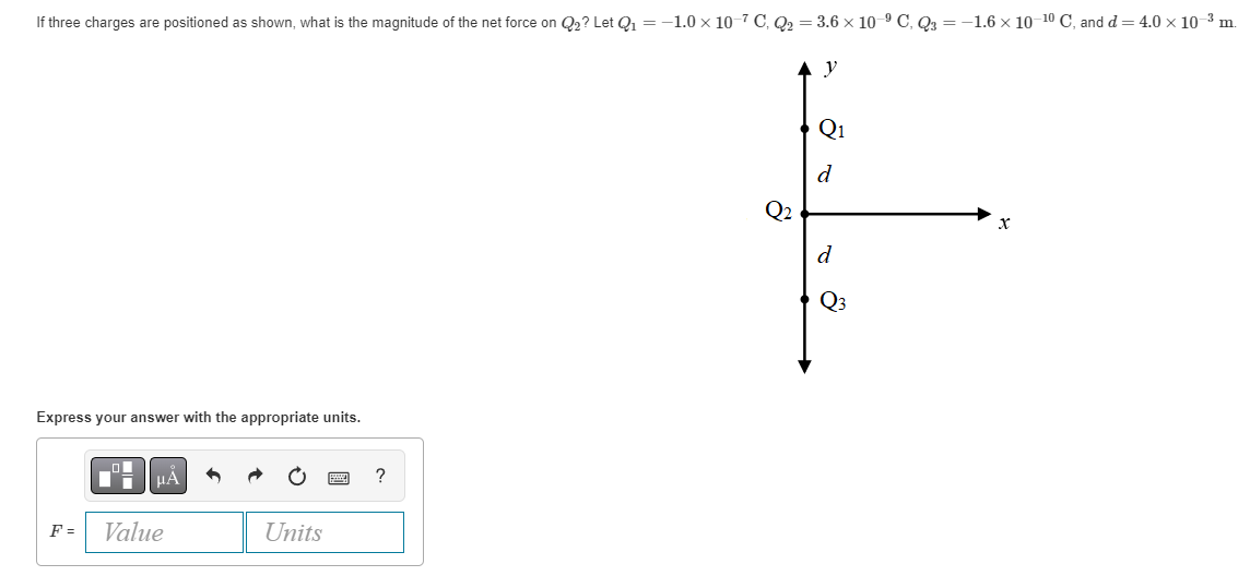 solved-if-three-charges-are-positioned-as-shown-what-i