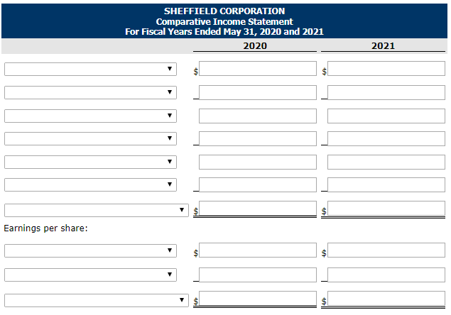 Sheffield Corporation is preparing the comparative financial statements for the annual report to its...-2