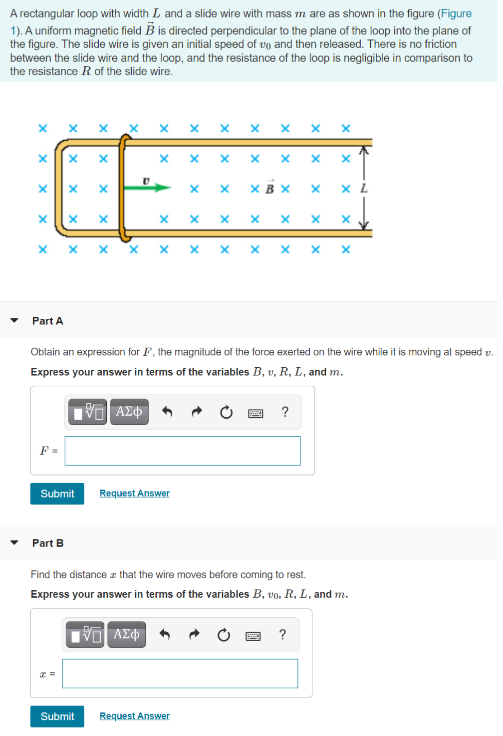 Solved A Rectangular Loop With Width L And A Slide Wire W Chegg Com