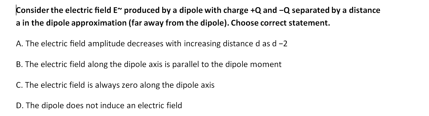 Solved Consider the electric field E“ produced by a dipole | Chegg.com