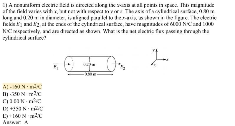 Solved 1 A Nonuniform Electric Field Is Directed Along The 6023