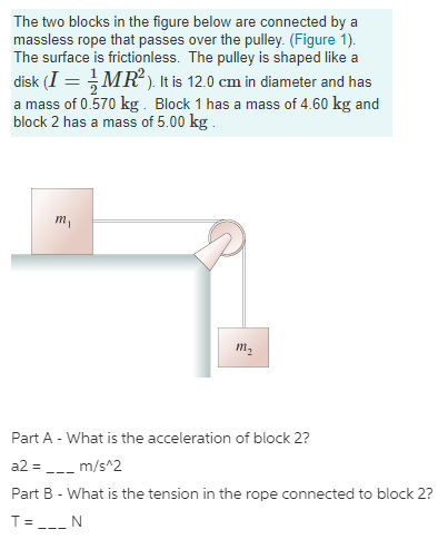 Solved The Two Blocks In The Figure Below Are Connected By A | Chegg.com