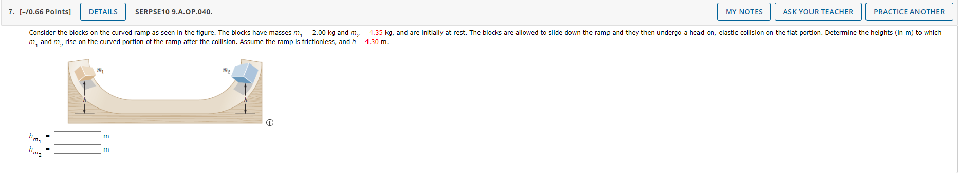Solved m1 and m2 rise on the curved portion of the ramp | Chegg.com