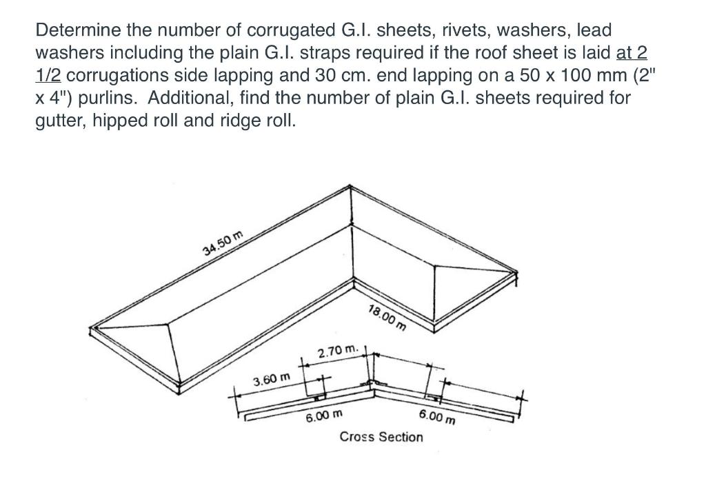 Solved Determine the number of corrugated G.I. sheets, | Chegg.com