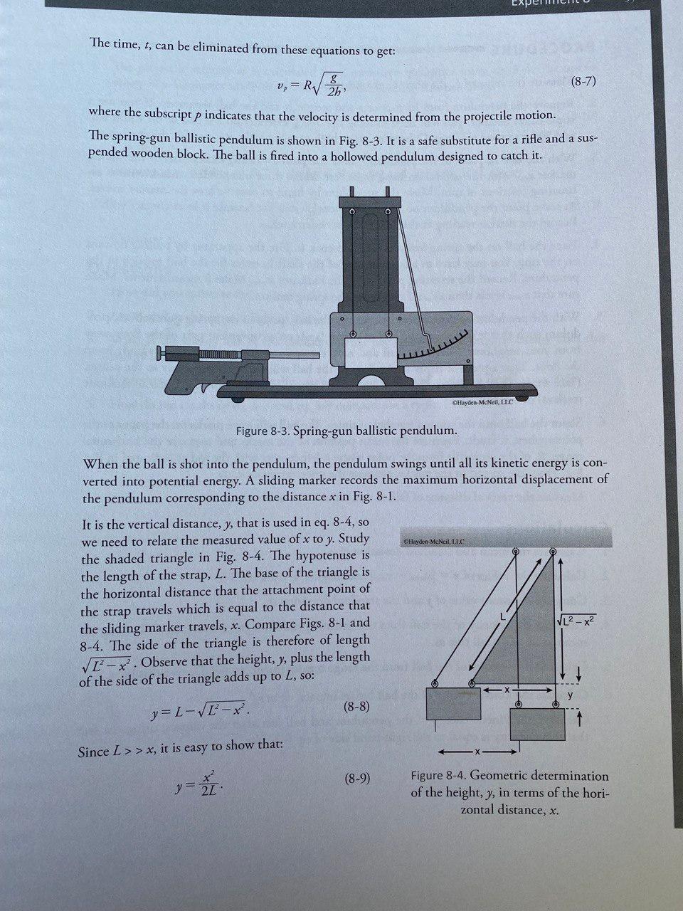 Solved Experiment 8 BALLISTIC PENDULUM Purpose The purposes | Chegg.com