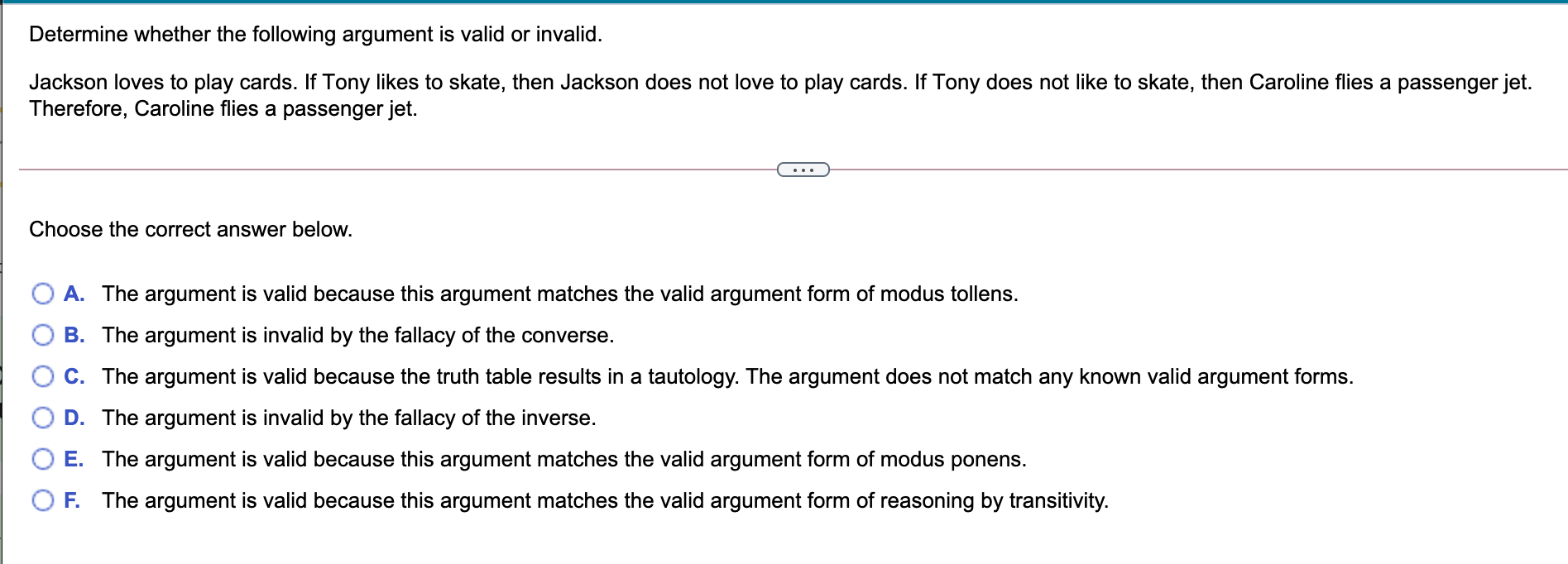 Solved Determine Whether The Following Argument Is Valid Or | Chegg.com