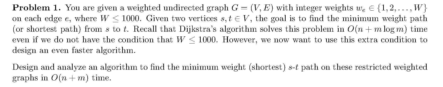 Solved 7 2 7 Problem 1. You are given a weighted undirected | Chegg.com