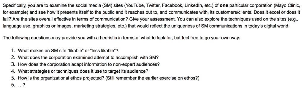 Solved Specifically, you are to examine the social media | Chegg.com