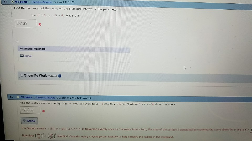 Solved 14. 01 points | Previous Answers OSCalc1 11.2 108 | Chegg.com