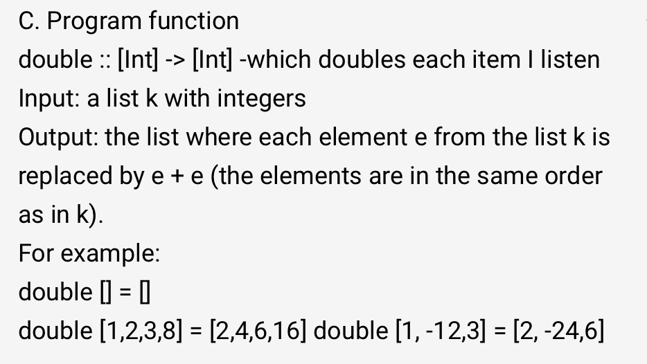 Solved Programs function addobb :: [int] -> [Int] Input: a | Chegg.com